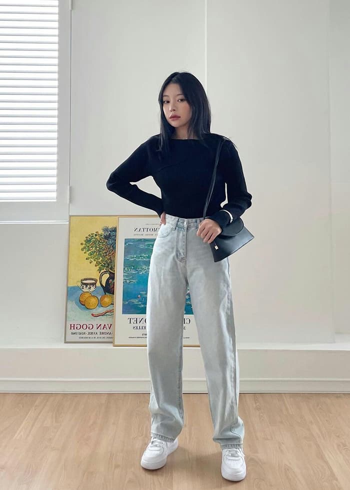 กางเกงยีนส์ทรงกระบอก