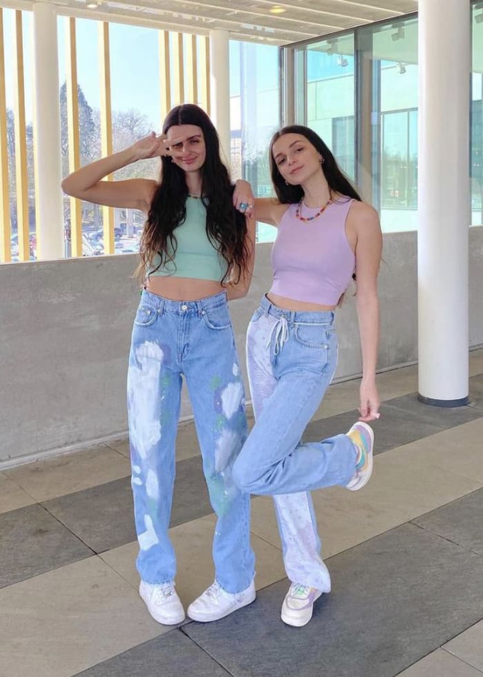 กางเกงยีนส์ทรงกระบอก