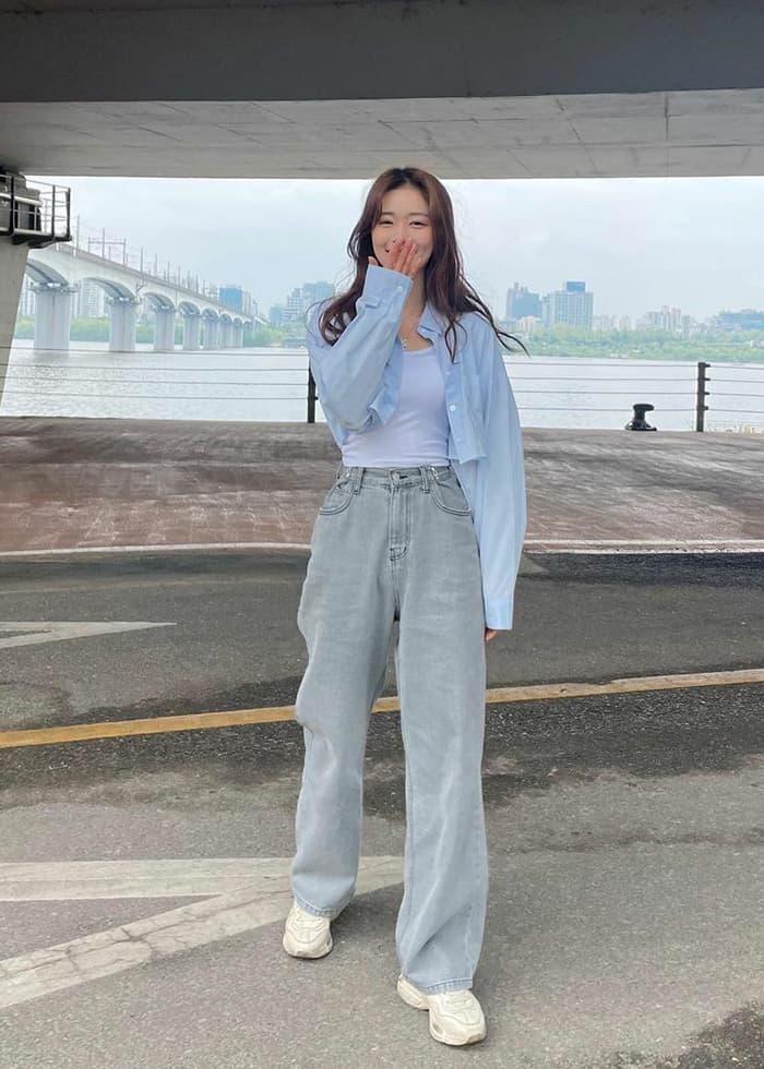 กางเกงยีนส์ทรงกระบอก