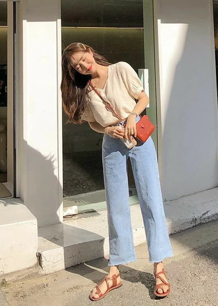 กางเกงยีนส์ทรงกระบอก