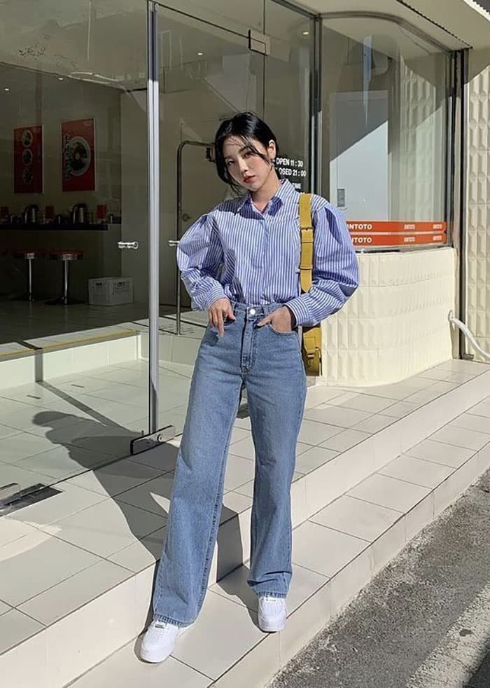 กางเกงยีนส์ทรงกระบอก