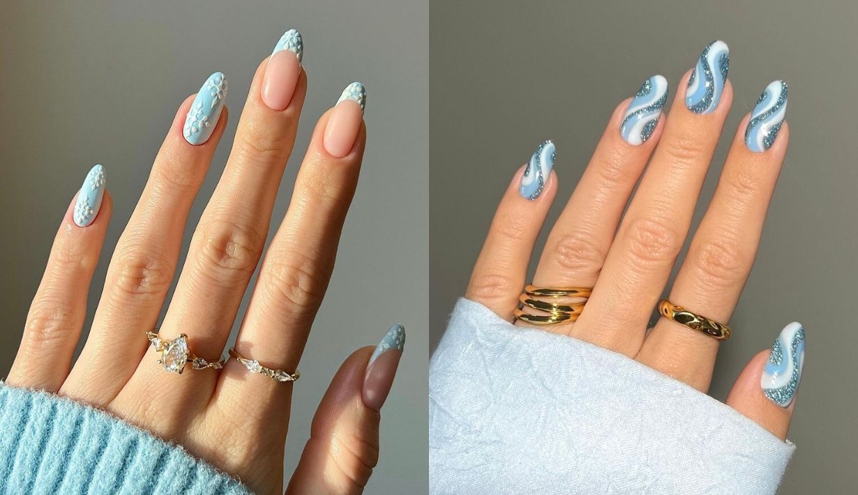 เล็บสีฟ้าอ่อน