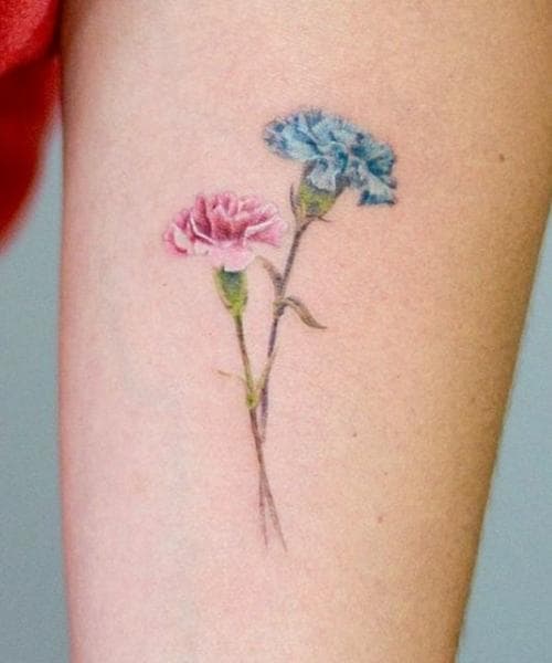 ลายสักดอกไม้ ดอกคาร์เนชั่น