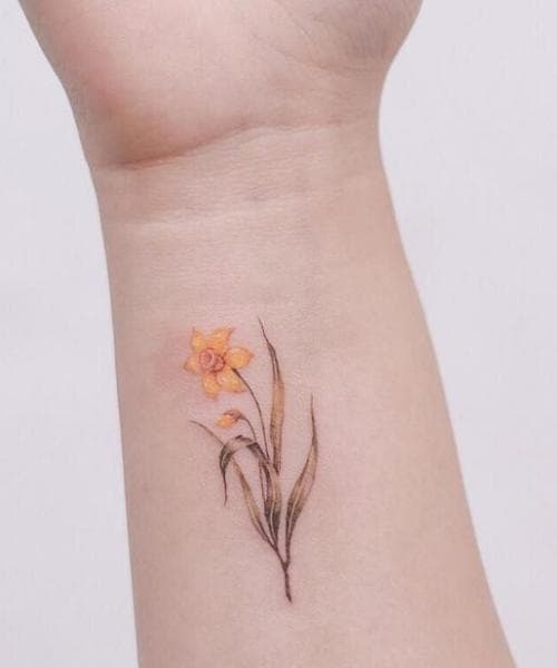 ลายสักดอกไม้ ดอกแดฟโฟดิล