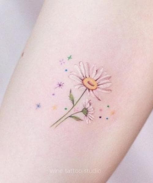 ลายสักดอกไม้ ดอกเดซี่