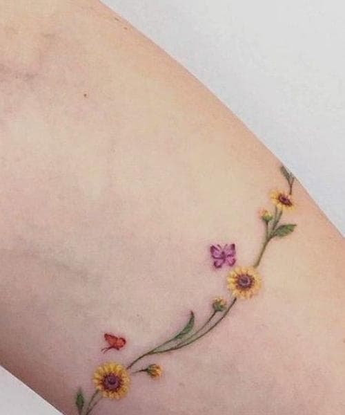 ลายสักดอกไม้ ดอกทานตะวัน