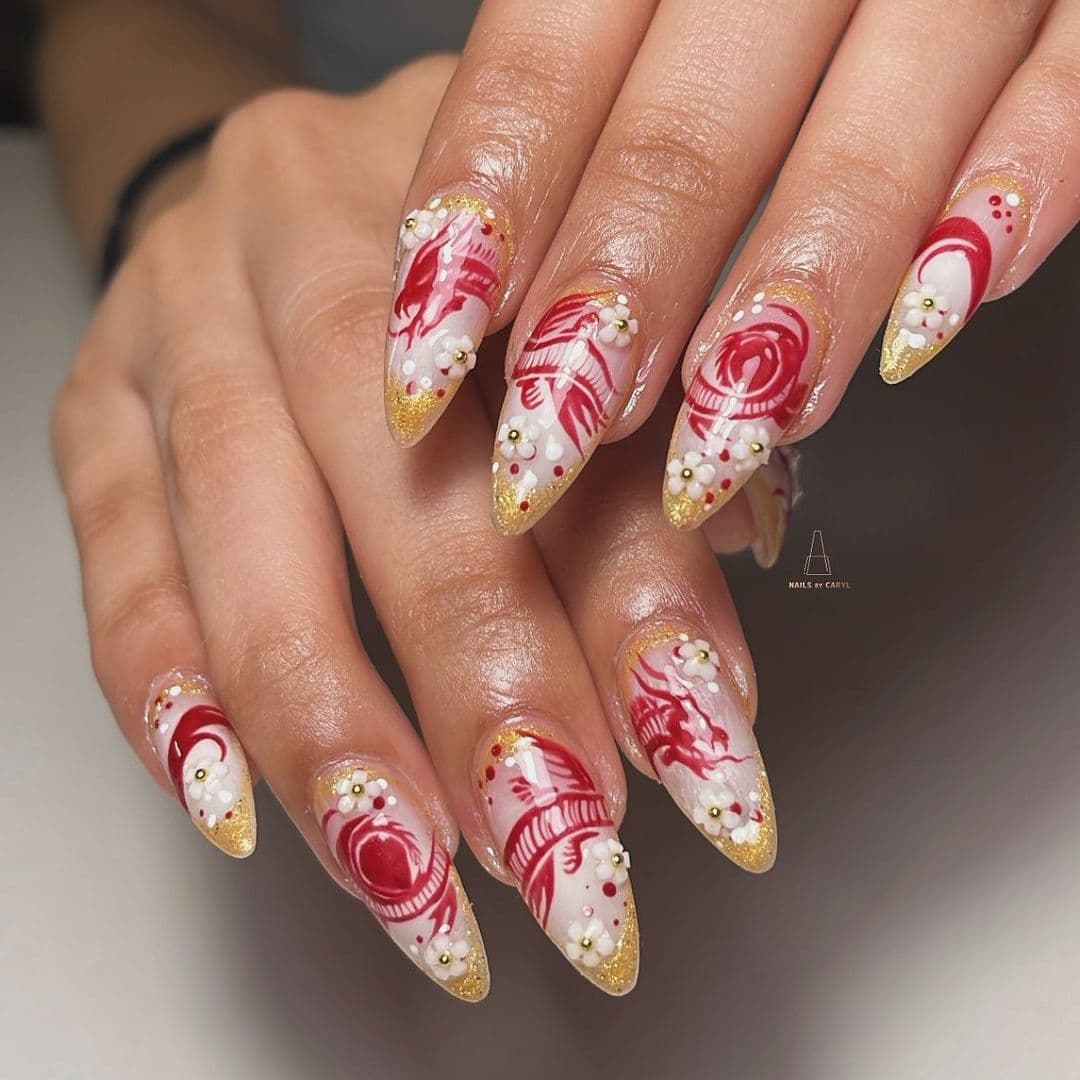 เล็บเจลสีแดง