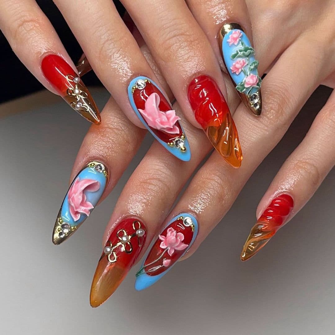 เล็บเจลสีแดง